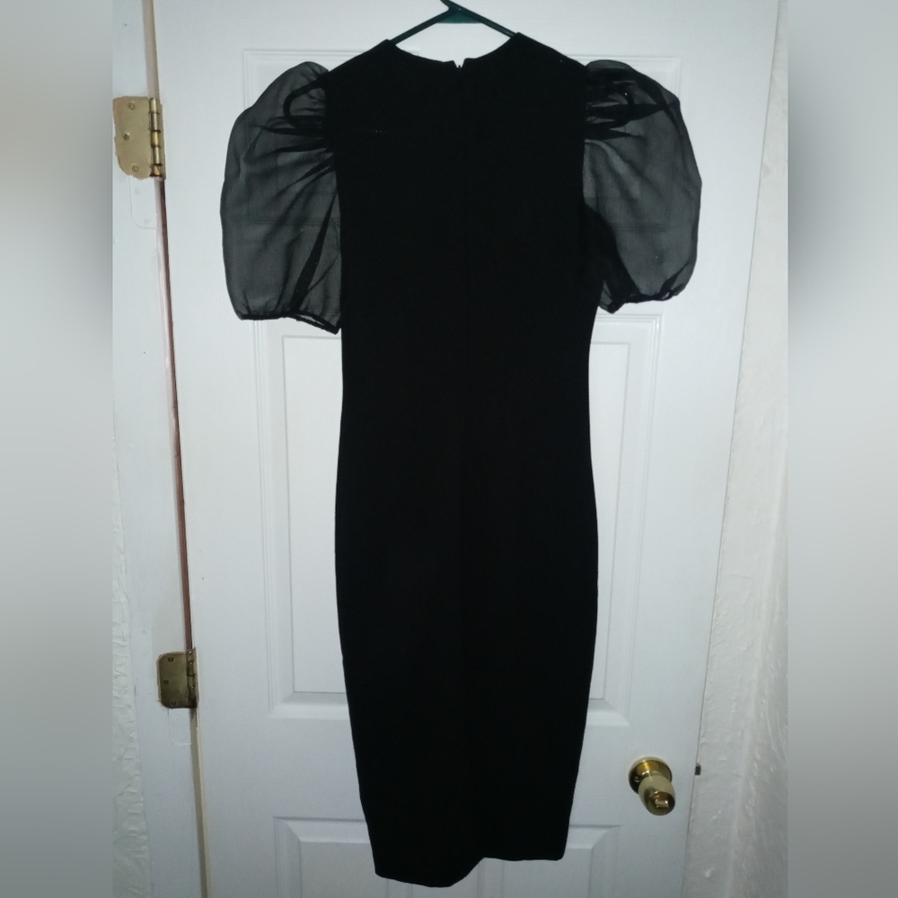 NWOT puff sleeve organza zara black dress - Picture 3 of 6